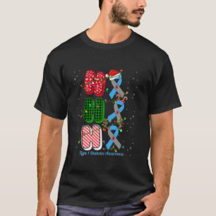 T-shirt HOHO Blue Grey Ribbon Type 1 Diabète Joyeux Chri