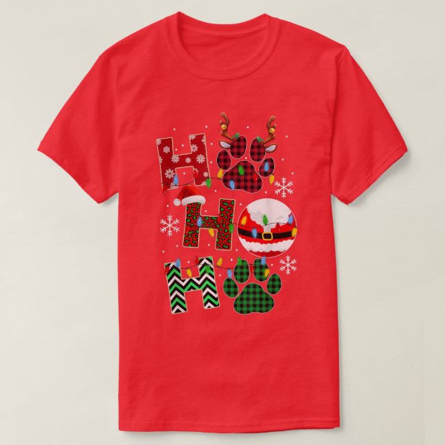 T-shirt HoHoHo Chien Paw Pajama Noël mignonne Chien de vac (Design devant)