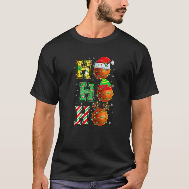 T-shirt HOHOHO Santa Elf Reindeer Basketball Balls Christm (Devant)