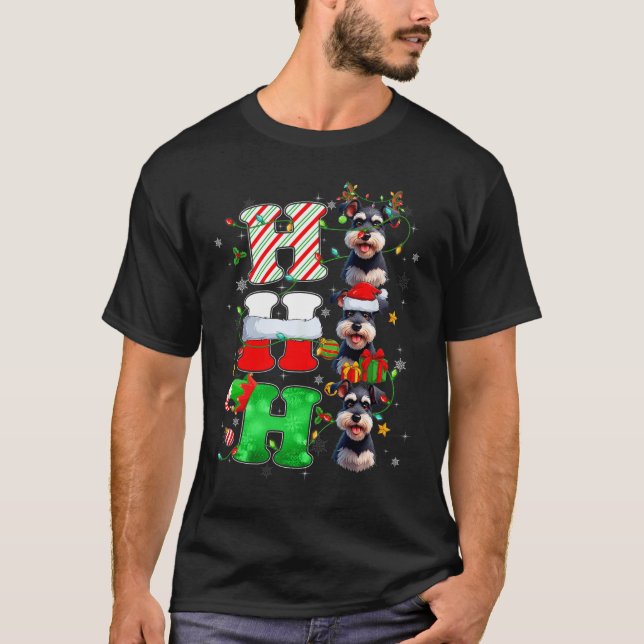 T-shirt Hohoho Schnauzer Chien Père Noël Elf Casquette Rei (Devant)