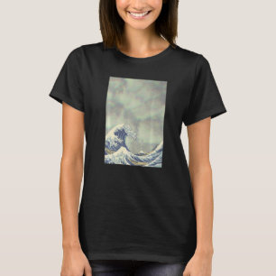 T-shirt Hokusai Grande Vague Sur Nuages Grunge  