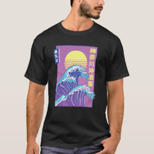 T-shirt Hokusai Rétro Vaporwave Esthétique Grande Vague