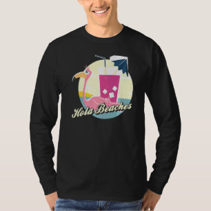 T-shirt Hola Beach Flamant rose de plage d'été Lunettes de