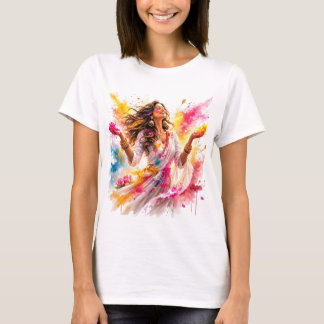 T-shirt Holi Festival Woman Watercolor
