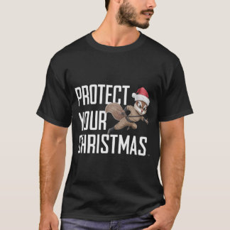T-shirt Holiday Squirrel Ninja with Santa Hat