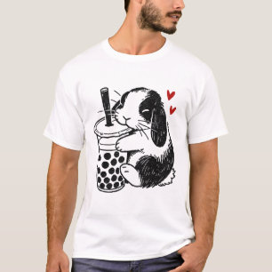 T-shirt Holland Lop Rabbit Aime Boba Tea Bunny Et Bubble