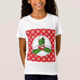 T-Shirt Holly Berry on Red White Snowflakes