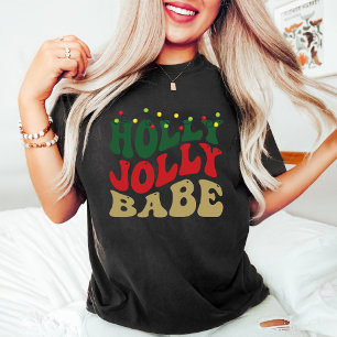 T-shirt Holly Jolly Babe Retro Noël Super Noir