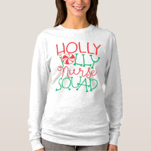 T-shirt Holly Jolly Nurse Squad mignonne Candy Noël