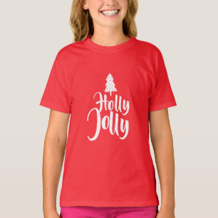 T-shirt Holly Jolly Rouge et blanc Joyeux Noël