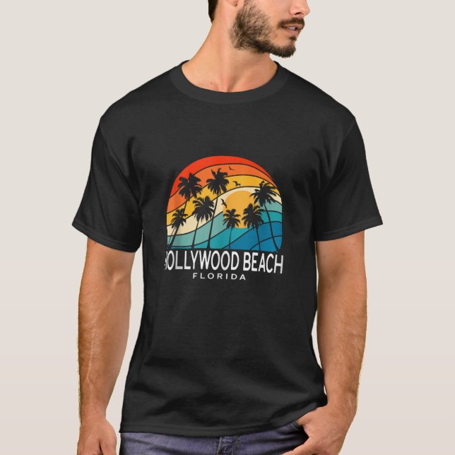 T-shirt Hollywood Beach Floride Palm Tree Plage tropicale  (Devant)