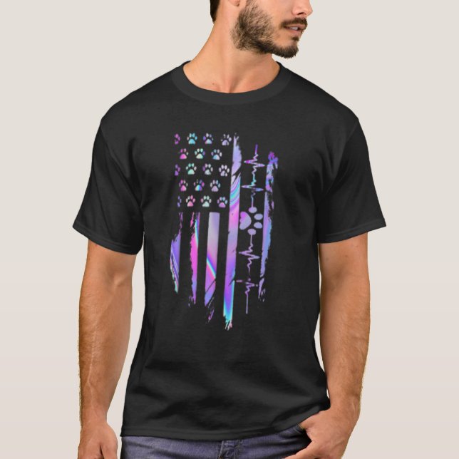 T-shirt Hologramme Drapeau Américain Paw (Devant)