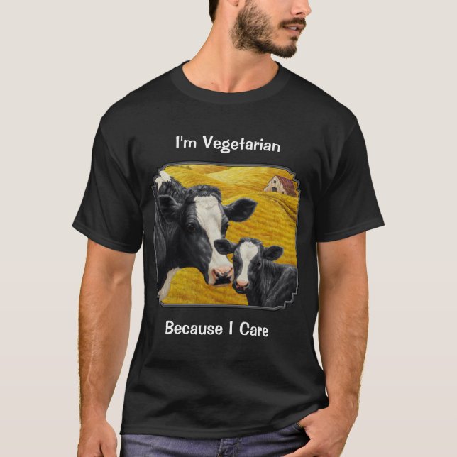 T-shirt Holstein Végétarien de la ferme de vache et de vea (Devant)