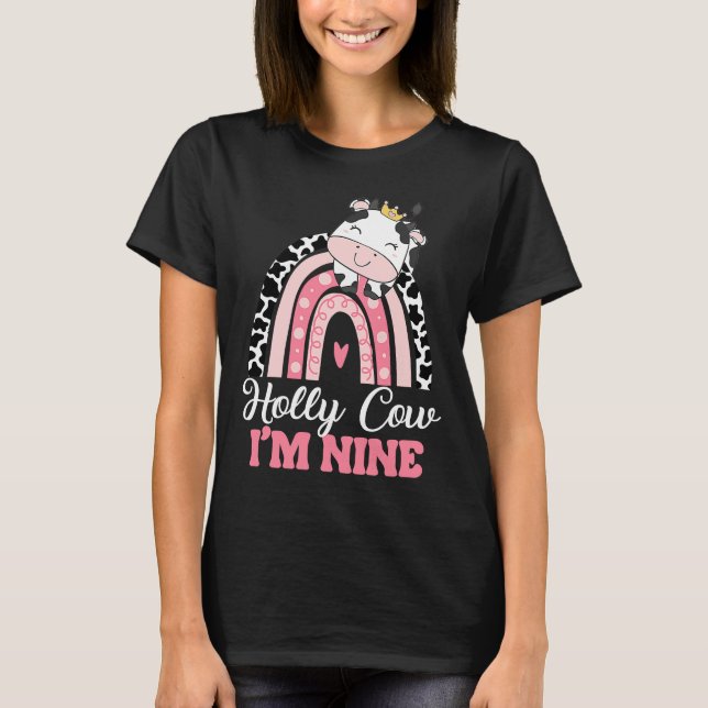 T-shirt Holy Cow Im Nine Birthday Girl Outfit 9e Anniversa (Devant)