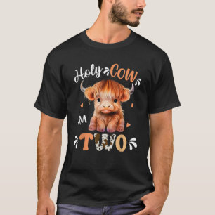 T-shirt Holy Cow Im Two Scotland Highland Cow Imprimer 2e 