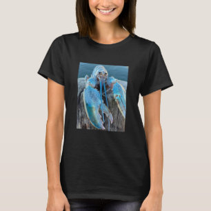 T-shirt Homard drôle de saut effrayant Mème Crustacé bleu_