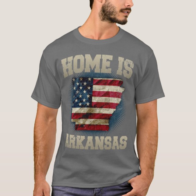 T-shirt Home is Arkansas USA US map gift unique fans Proud (Devant)