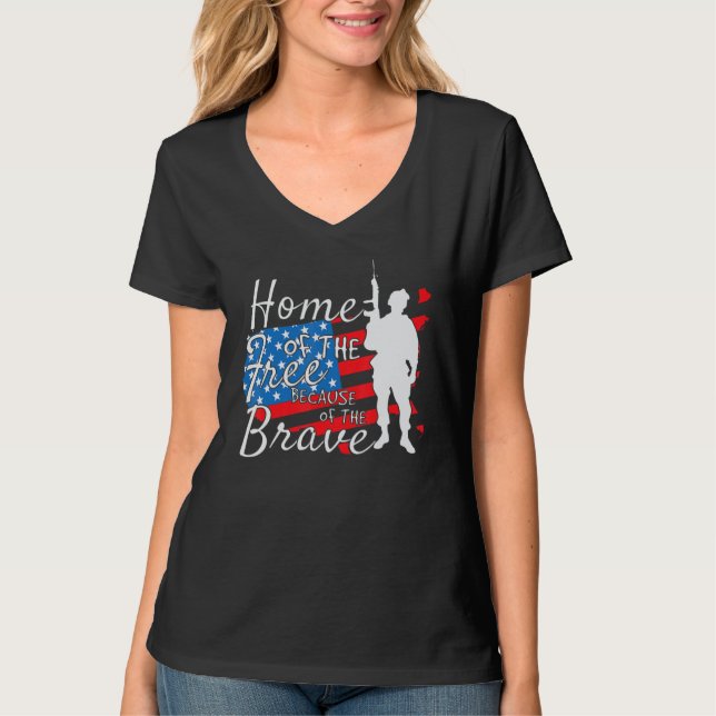 T-shirt Home Of The Free Because Of The Brave July 4th (Devant)