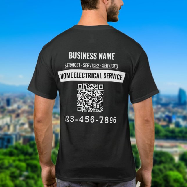 T-shirt Home service électrique code QR Logo travail perso (Home electric service QR code Logo custom work T-Shirt)