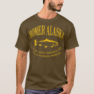 T-shirt Homer Alaska Drinking Town Avec Un Problème De Pêc