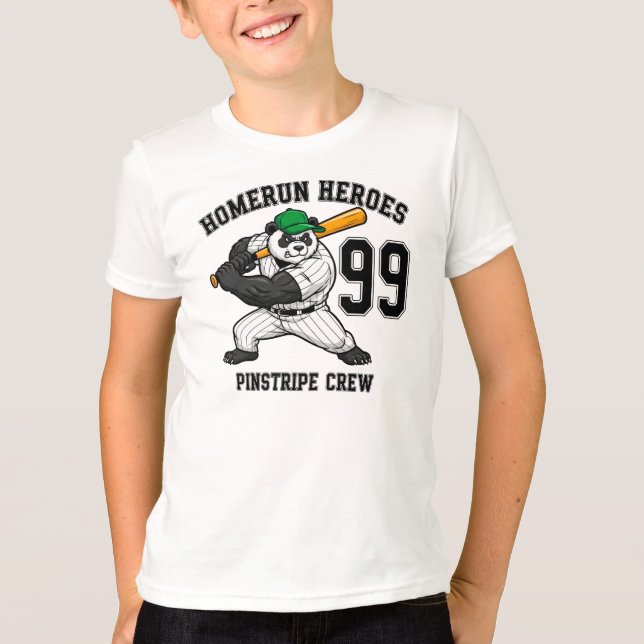 T-shirt Homerun Heroes Panda Pinstripe Crew (Devant)