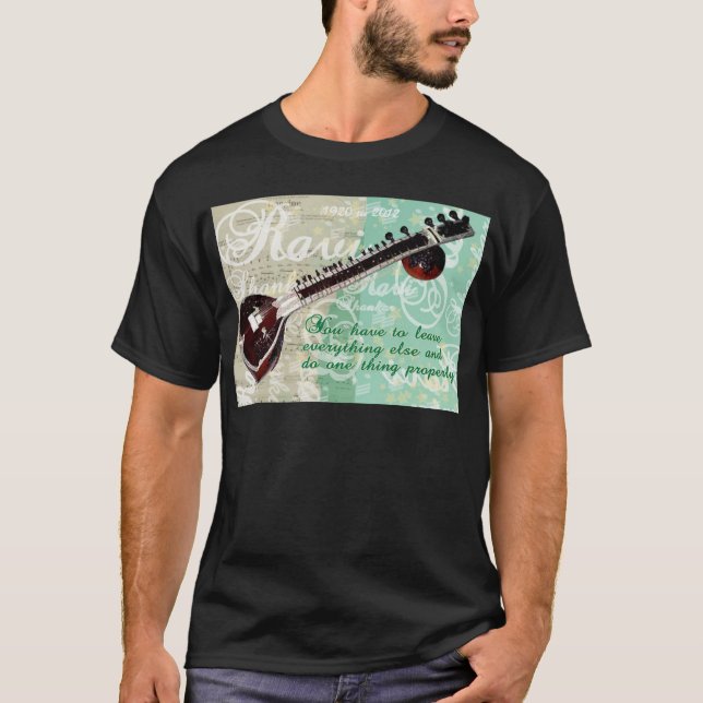 T-shirt Hommage de Ravi Shankar au sitar et à la musique (Devant)