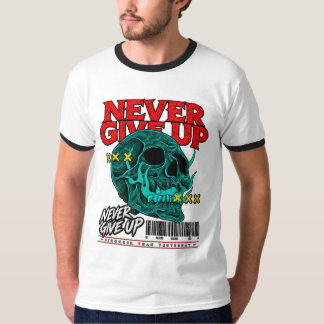 T-Shirt Homme à Manches Courtes Never Give Up Skul