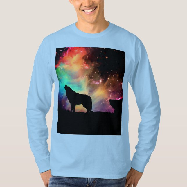 T-shirt homme à manches longues avec loup (Devant)