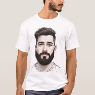 T-shirt Homme avec barbe dessin de portrait