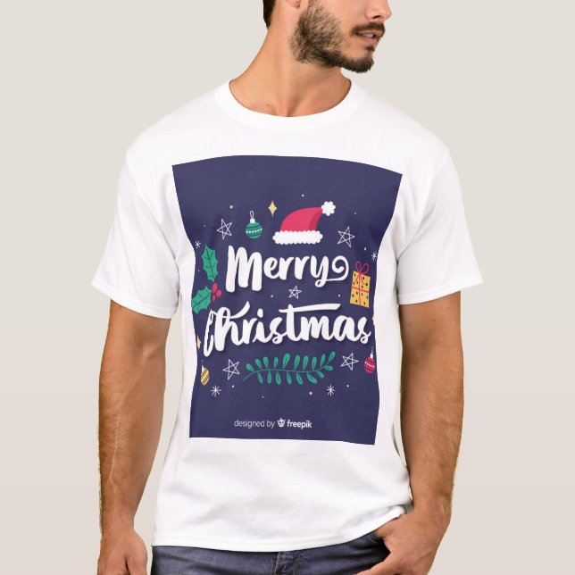 T-shirt homme avec joyeux design de Noël (Devant)