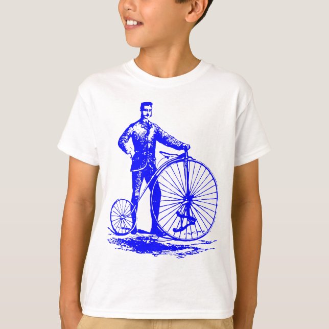 T-shirt Homme avec Penny Farthing - Bleu (Devant)
