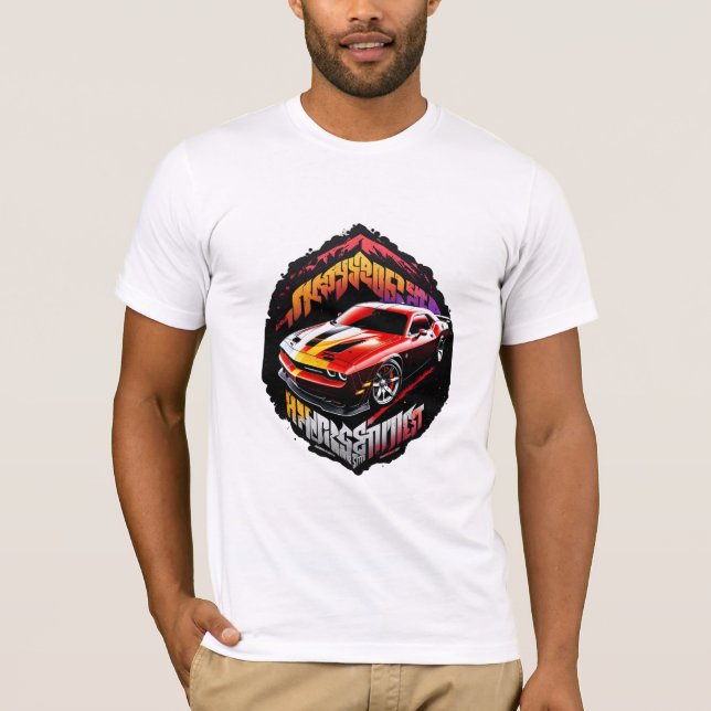 T-shirt Homme avec Red Dodge Challenger (Devant)