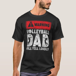 T-shirt Homme Avertissement Volleyball Papa Va hurler Loup