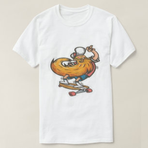 T-Shirt Homme Barbu Planche à Roulettes Hipster