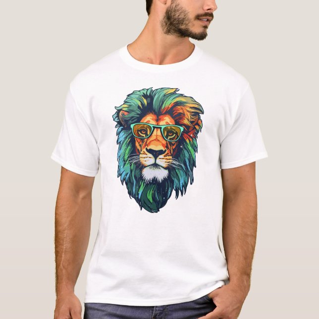 T-shirt homme blanc modifiable - Lion (Devant)