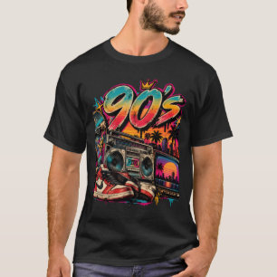 T-Shirt Homme Cassette Audio Boombox Musique Rétro