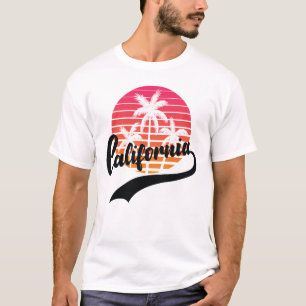 T-Shirt Homme Coucher de Soleil Rétro Été Californ