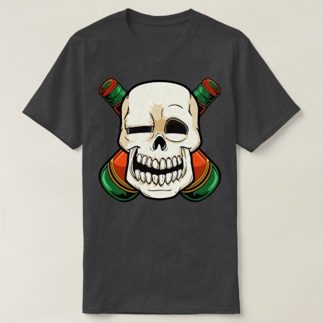 T-shirt Homme crâne avec bouteille de bière (Design devant)