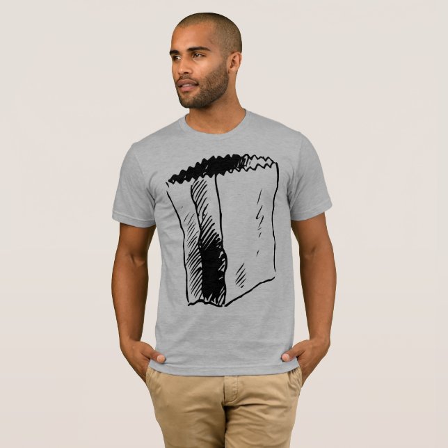 T-shirt homme de dessin de sac de papier (Devant entier)