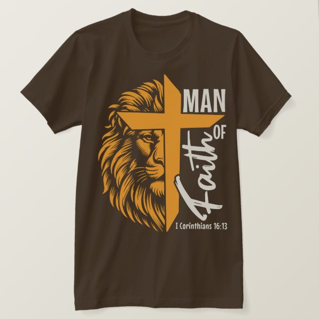T-shirt Homme De Foi Avec Lion Et Croix (Design devant)