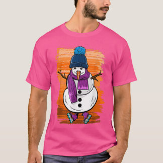 T-shirt Homme de neige amusant avec des patins
