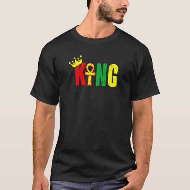 T-shirt Homme du roi mari égyptien Ankh Kemetic Drôle Noir (Devant)