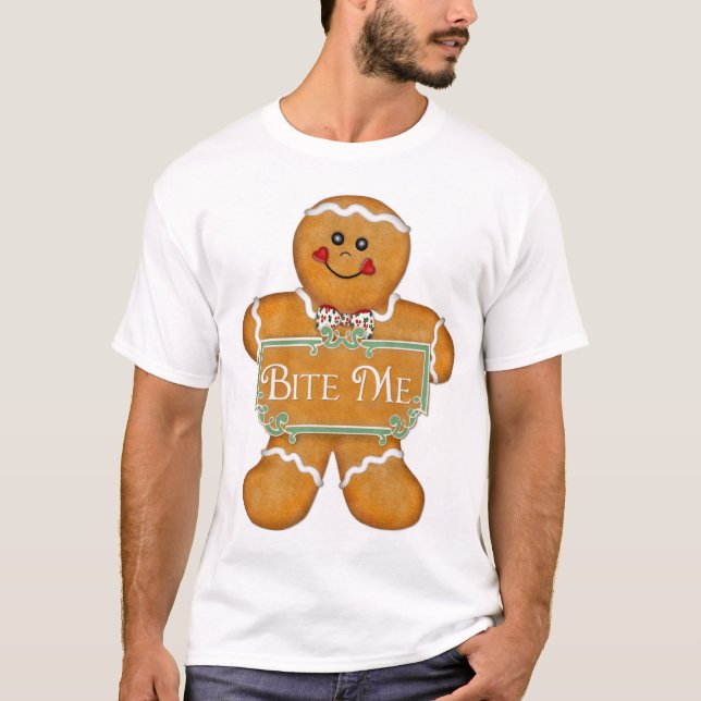 T-shirt Homme en pain d'épice de Noël - Bite Me (Devant)