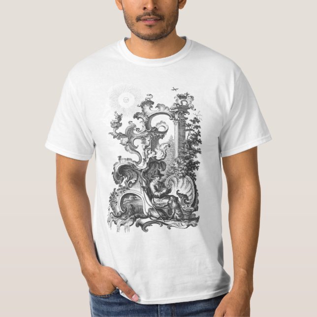 T-shirt Homme et chien de gravure antiques élégants de (Devant)