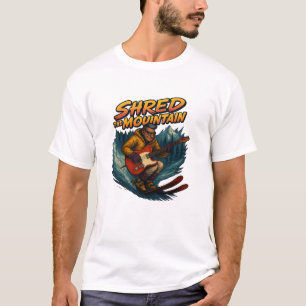 T-shirt Homme faisant du ski et dévalant les pentes avec u