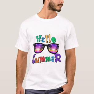 T-Shirt Homme Hello Summer   Coucher de Soleil Tro
