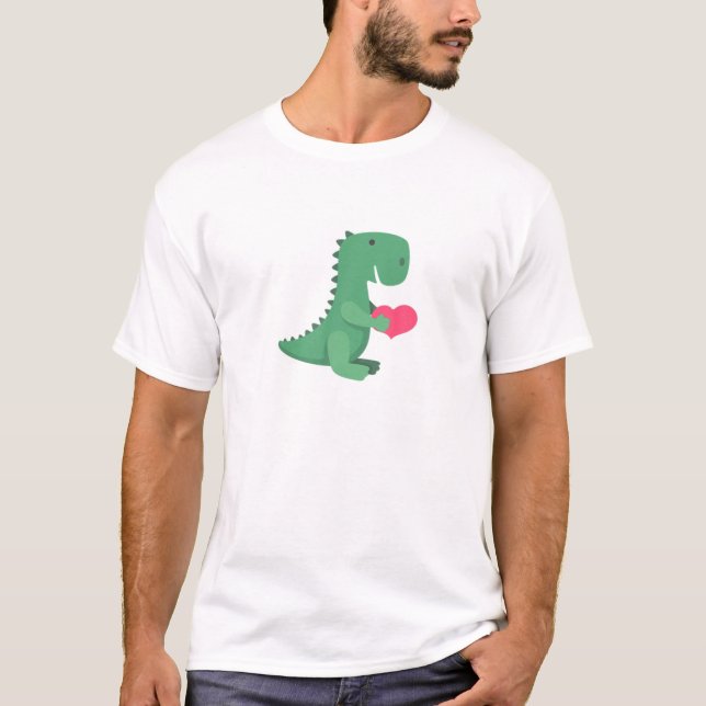 T-shirt Homme Heureuse Sainte-Valentin Rex Dinosaur Coeur (Devant)