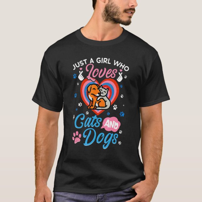 T-shirt Homme Juste Une Fille Qui Aime Les Chats Et Chiens (Devant)
