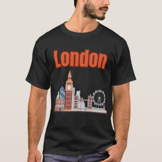 T-shirt homme London Skyline grande police en noir
