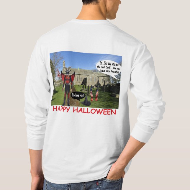 T-shirt homme long manche tee. heureux halloween. chèvre d (Dos)